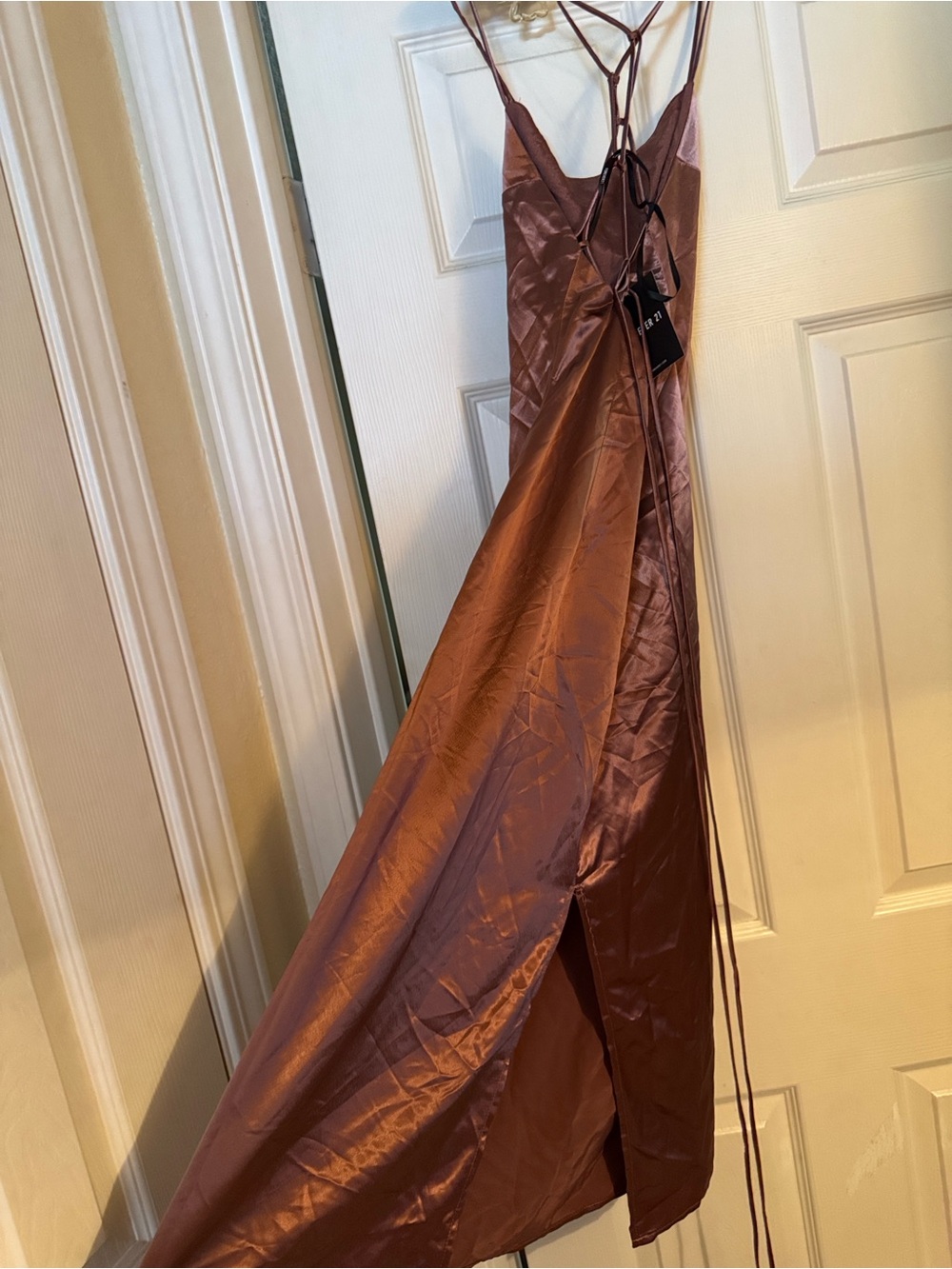 Forever 21 Satin Cowl Midi Dress in Brown - Picture 2 of 11